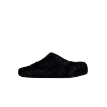 Load image into Gallery viewer, Fussbett Sabot Clog in Black Long Haircalfskin