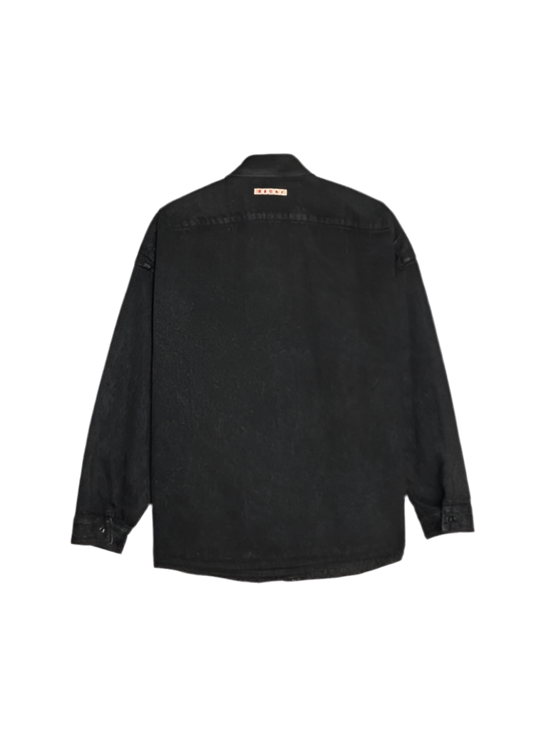 Marble Dyed Denim Shirt in Black