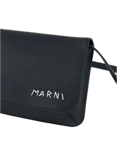 Load image into Gallery viewer, Leather Shoulder Bag with Marni Mending Embroidery in Black