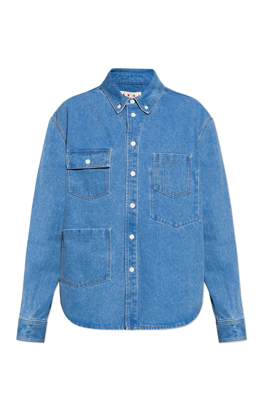 Buttoned Denim Shirt in Blue