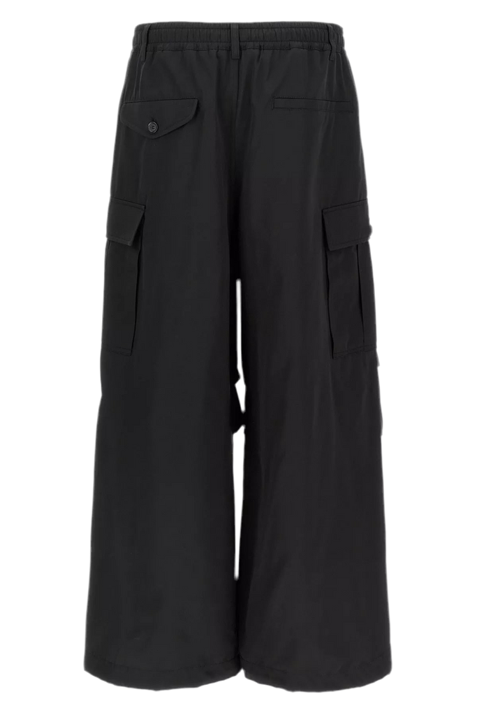 Water-Repellent Taffeta Wide-Leg Cargo Pants in Black