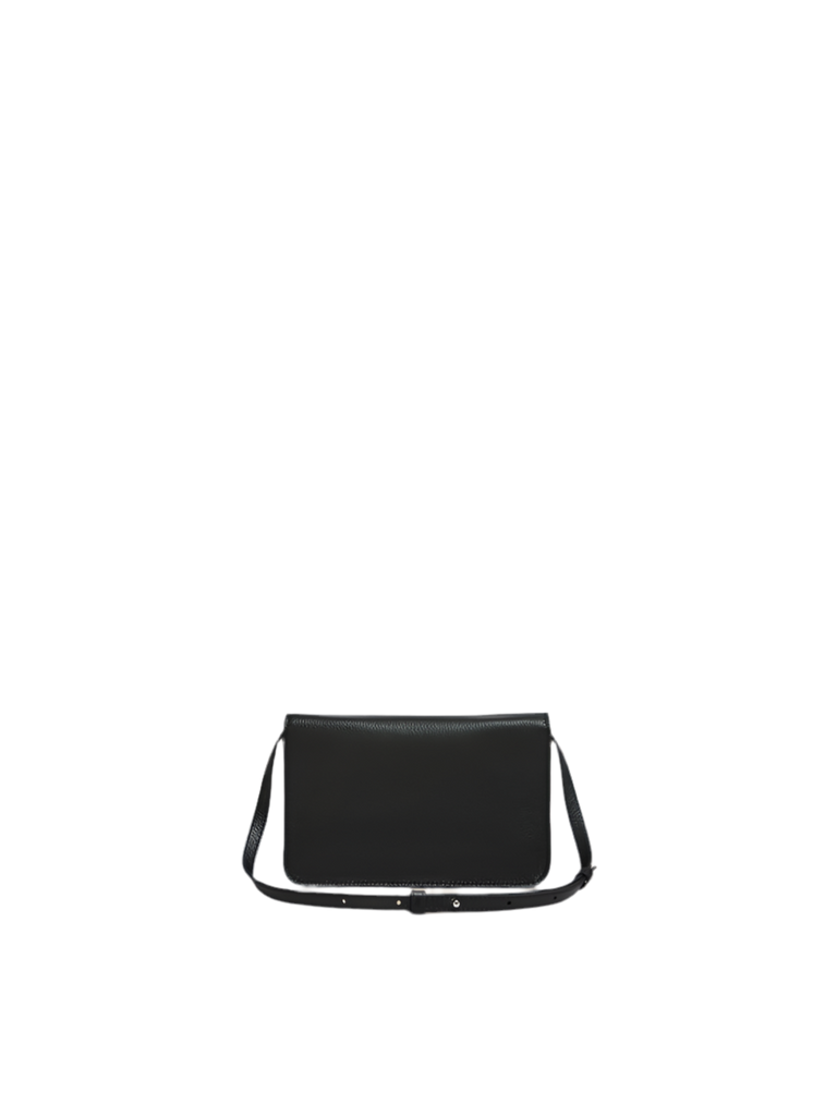 Leather Shoulder Bag with Marni Mending Embroidery in Black