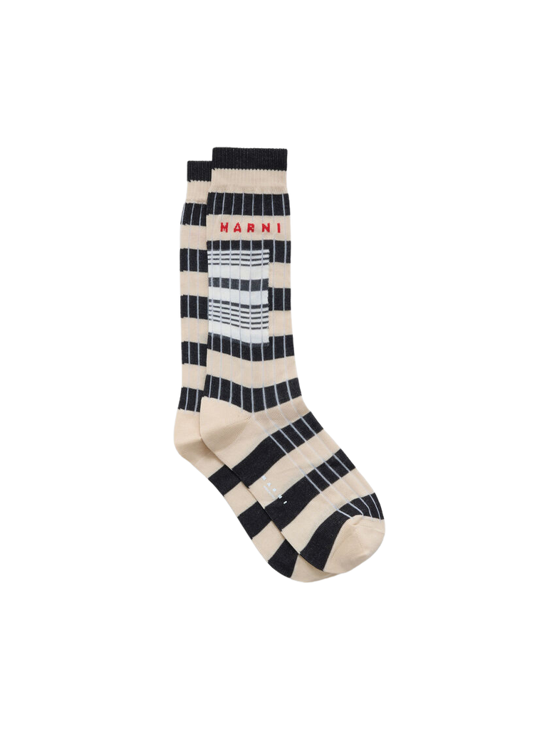 Ribbed Cotton Socks in Beige