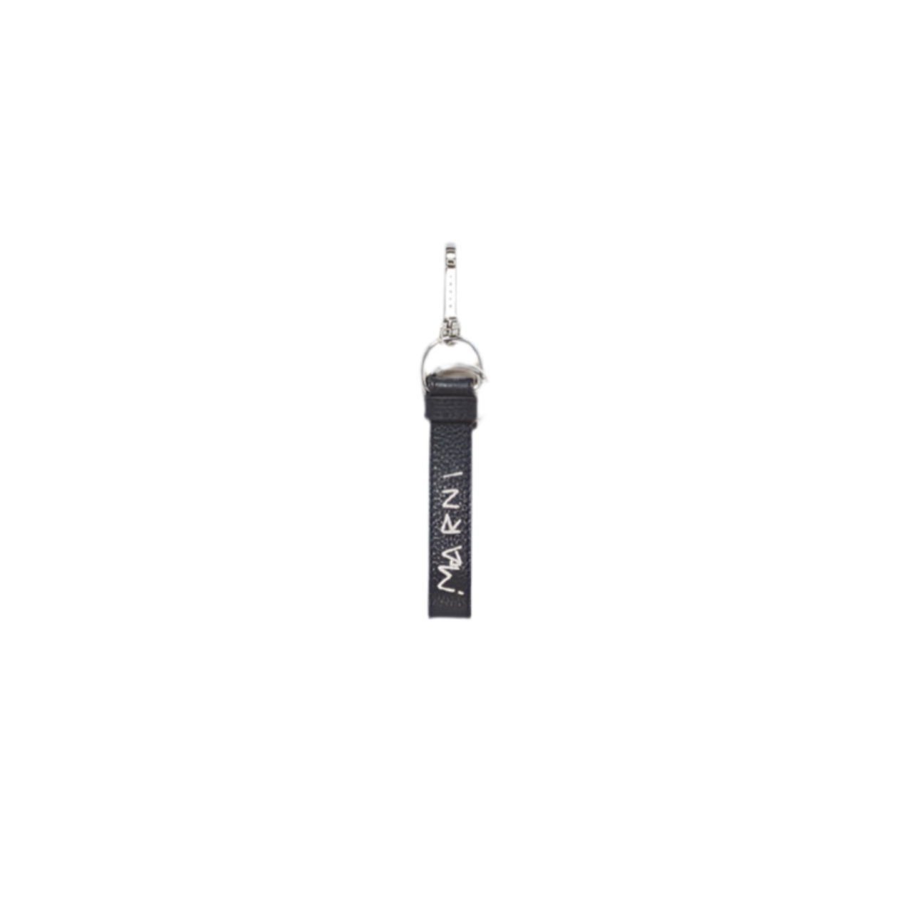 Leather Keyring with Marni Mending Embroidery In Black