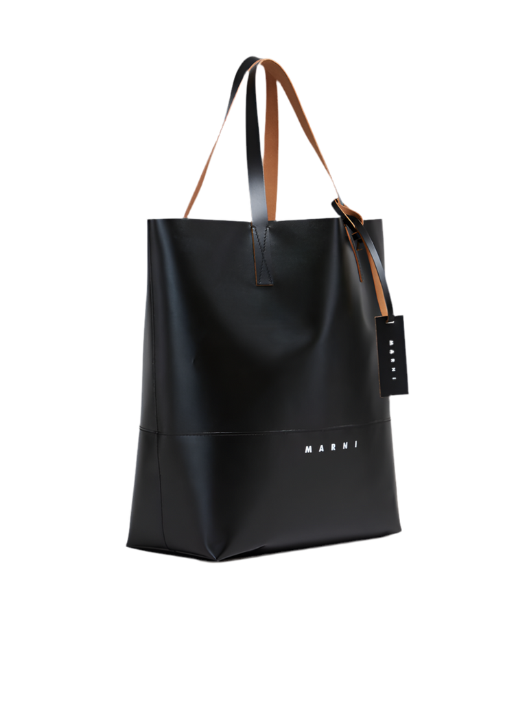 Open Shopper Tote Bag with Marni Tag in Black