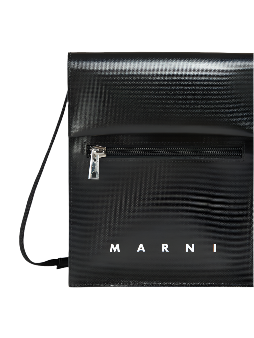 Pouch with Shoelace Strap in Black