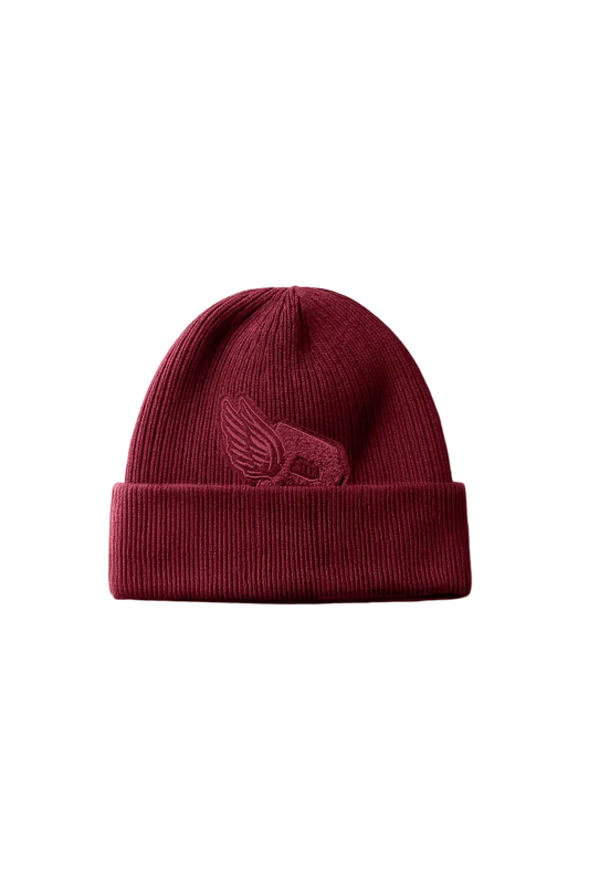 Winged B Beanie in Burgundy