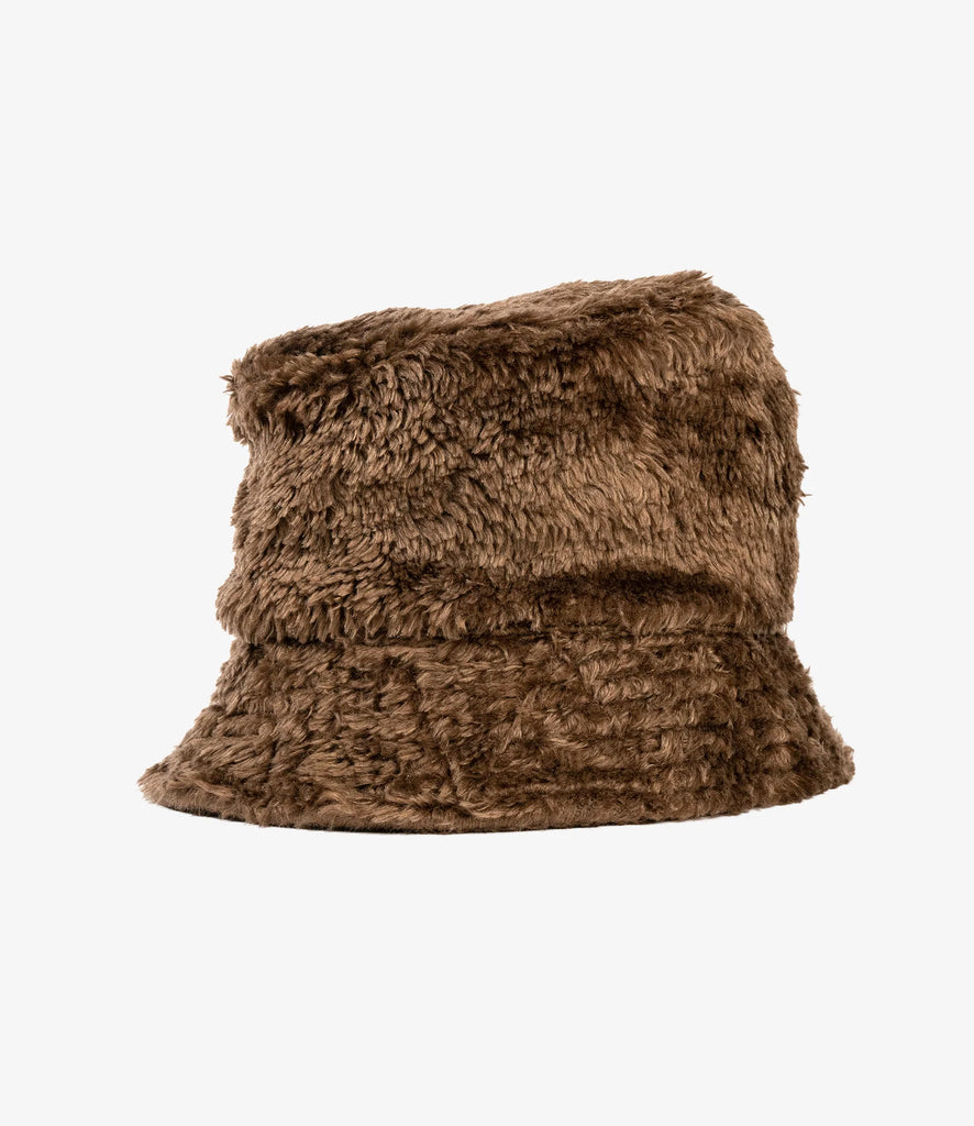 Bucket Hat in Brown Acrylic Fur