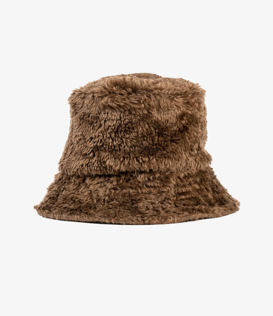 Bucket Hat in Brown Acrylic Fur