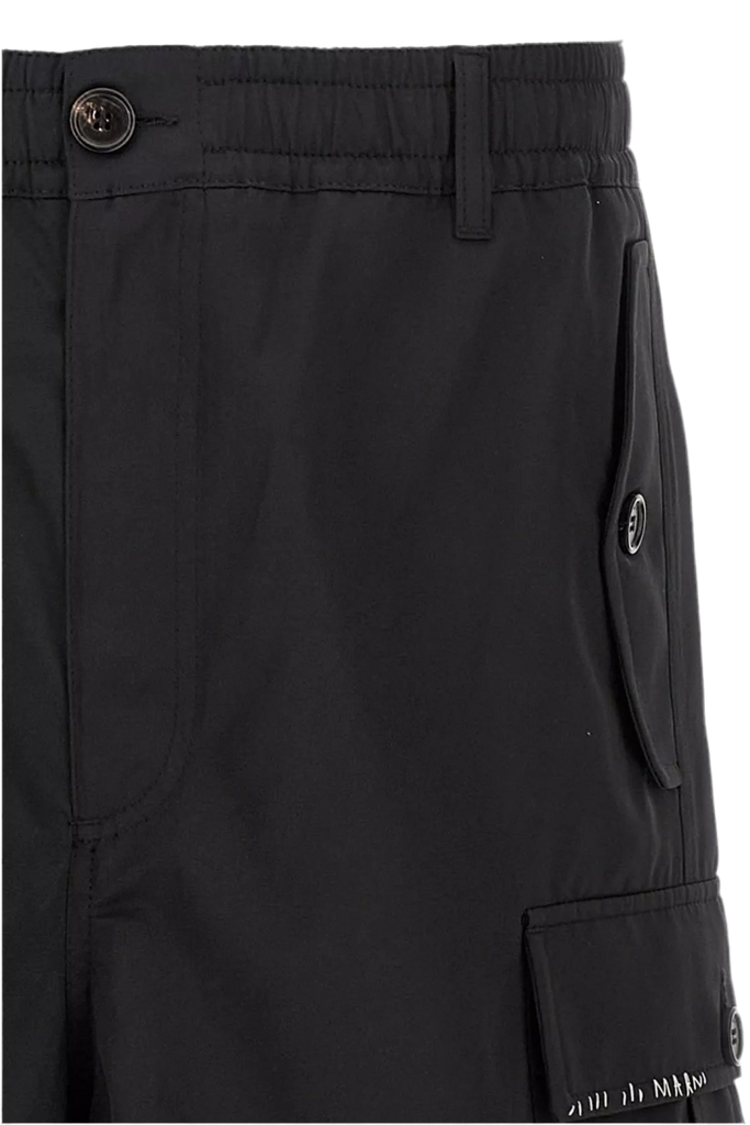 Water-Repellent Taffeta Wide-Leg Cargo Pants in Black