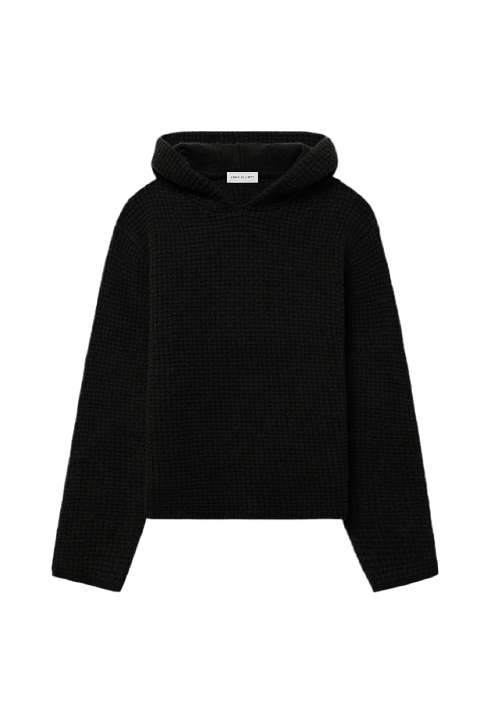 Wool Waffle Knit Poncho in Black