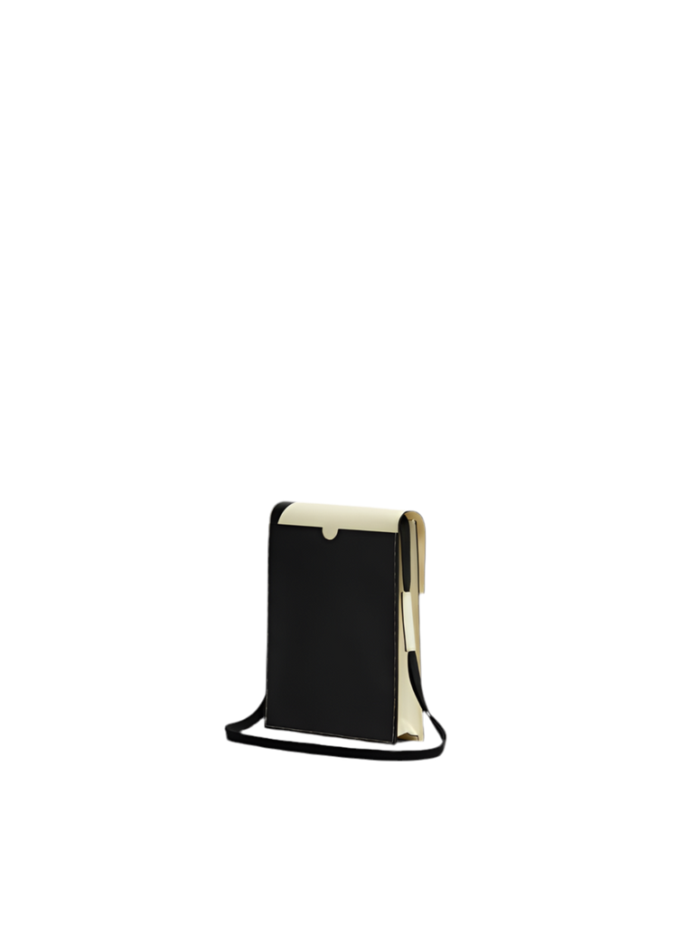 Tribeca Pouch with Shoelace Strap in Black/White