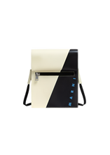 Load image into Gallery viewer, Tribeca Pouch with Shoelace Strap in Black/White