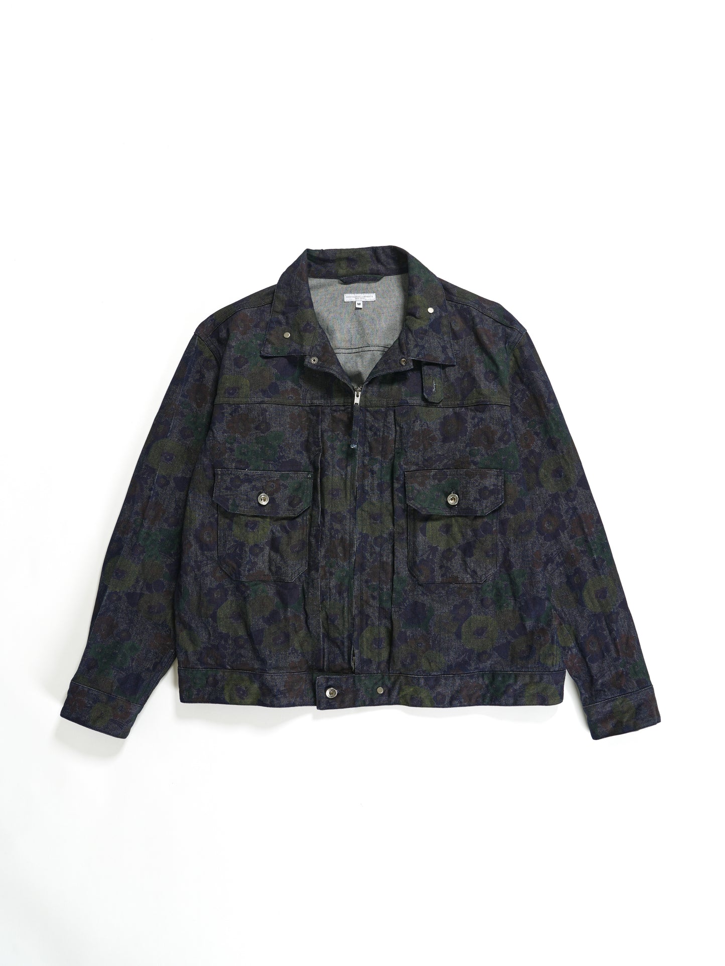 Trucker Jacket in Indigo Floral Print Denim