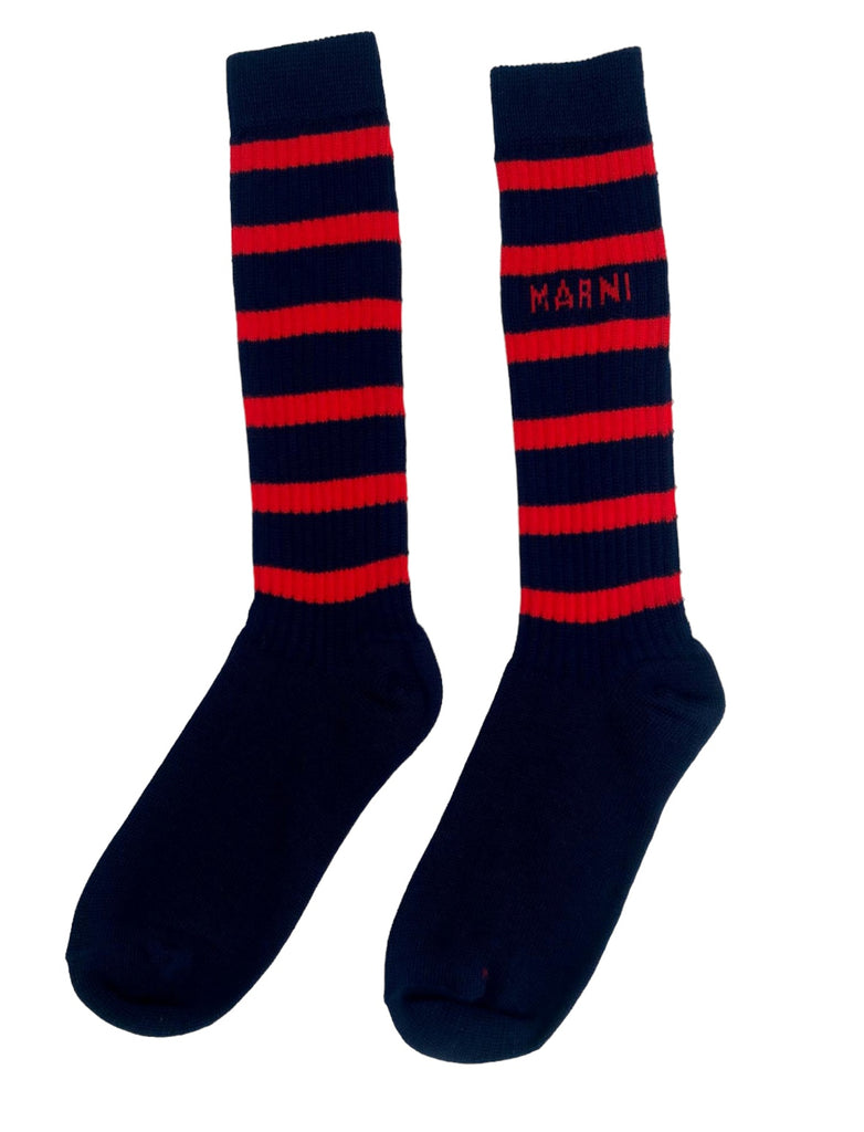 Knit Logo Ribbed socks in Navy