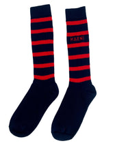 Load image into Gallery viewer, Knit Logo Ribbed socks in Navy