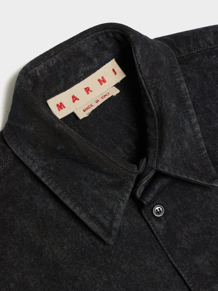 Marble Dyed Denim Shirt in Black