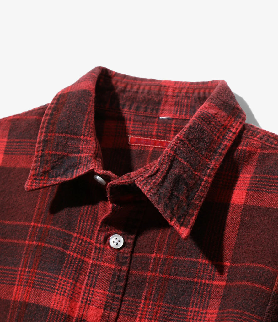 7 Cuts Flannel Wide Shirt in Red