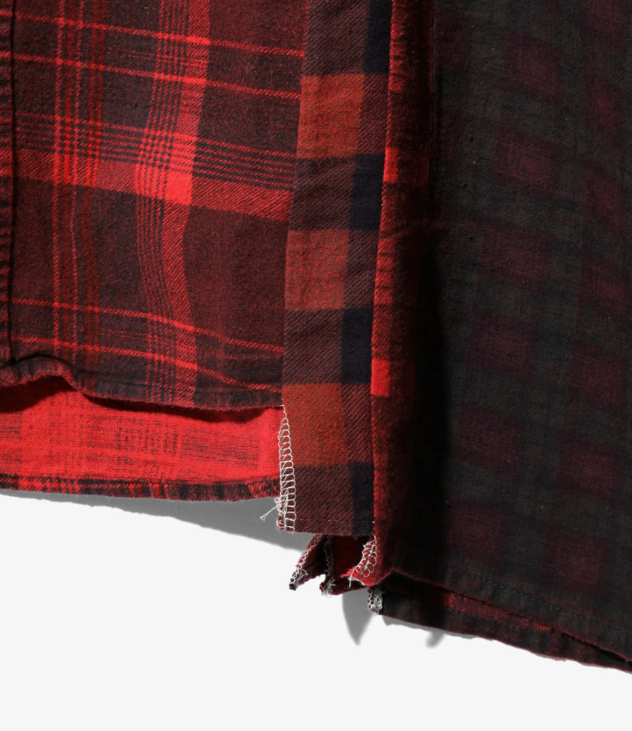 7 Cuts Flannel Wide Shirt in Red