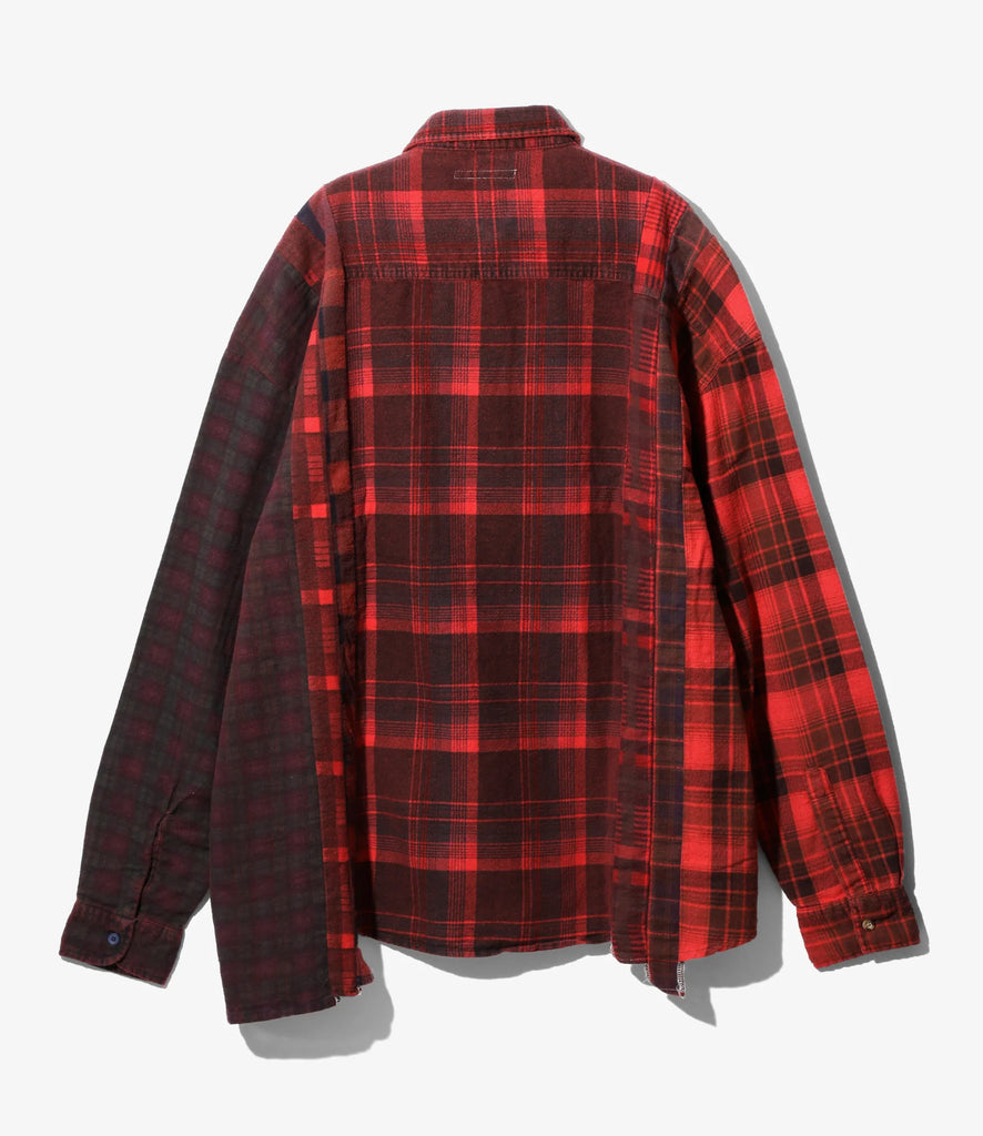 7 Cuts Flannel Wide Shirt in Red