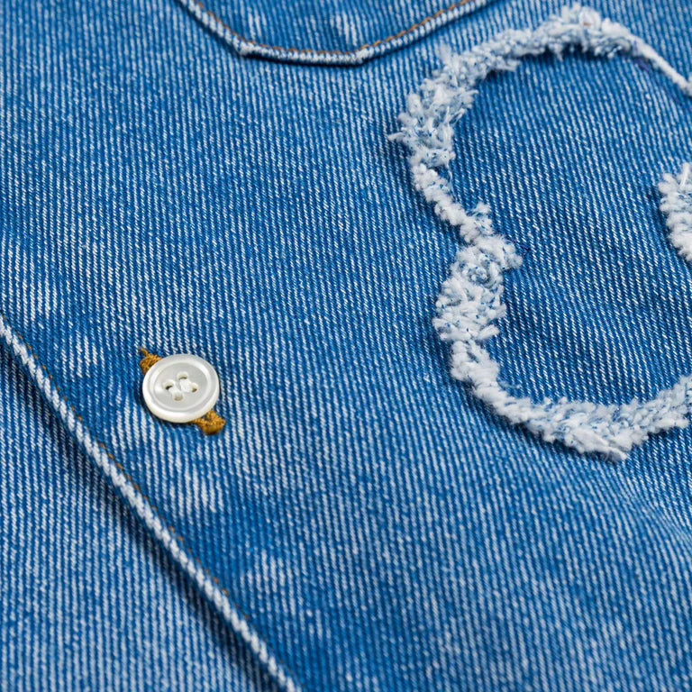 Bowling Shirt with Dilies Patch in Light Blue