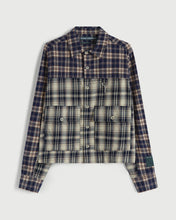Load image into Gallery viewer, Cropped Split Flannel Shirt in Blue
