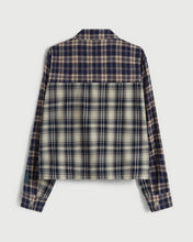Load image into Gallery viewer, Cropped Split Flannel Shirt in Blue
