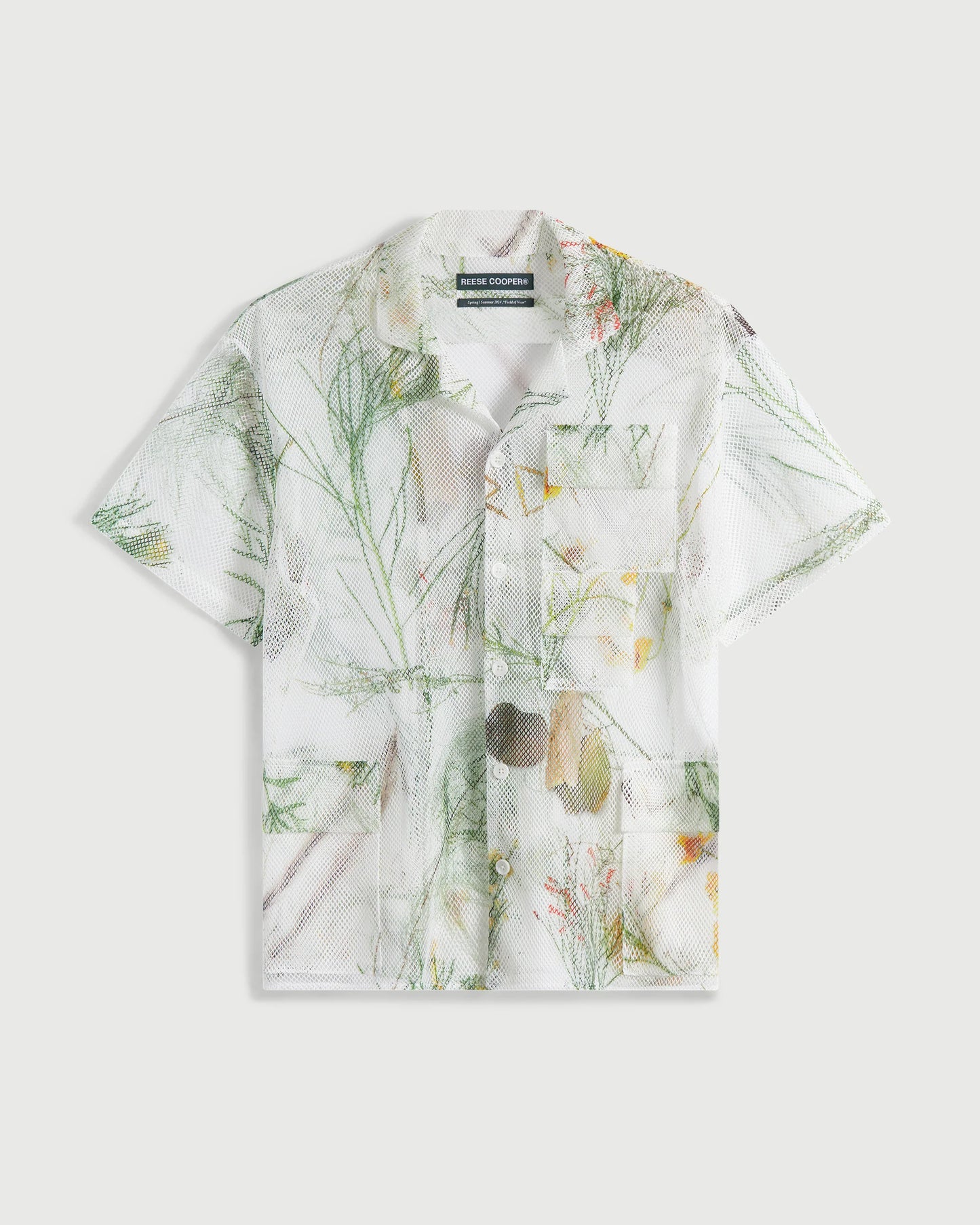 Desert Brush Printed Mesh Short Sleeve Cargo Shirt