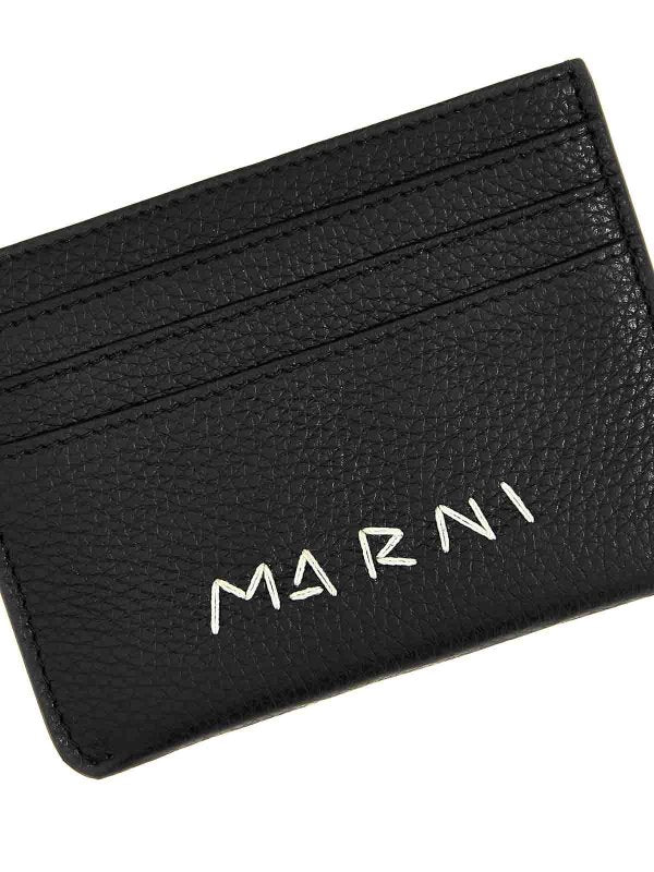 Cardholder with Mending Embroidering in Black