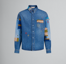 Load image into Gallery viewer, Mohair Patch Denim Shirt in Bio Blue