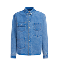 Load image into Gallery viewer, Bleached Denim Overshirt in Blue