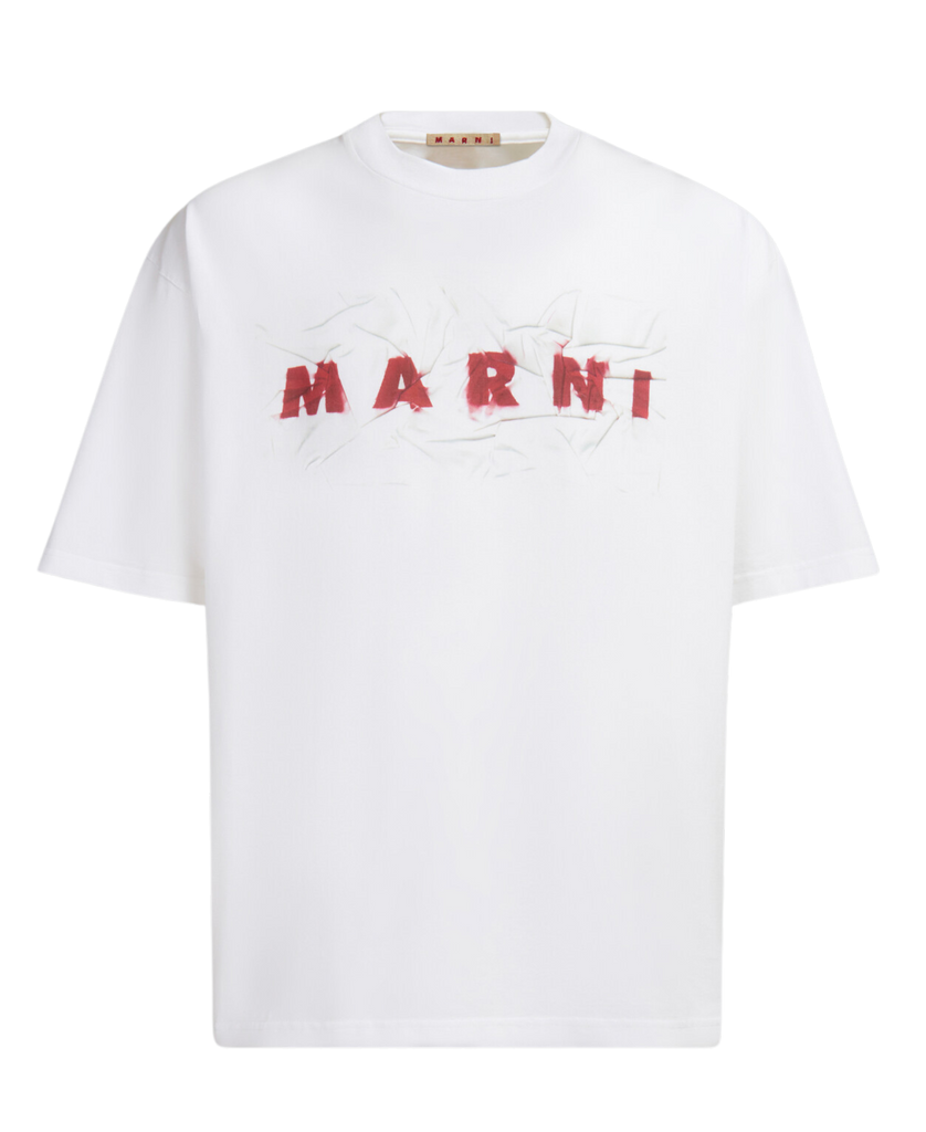 Wrinkled Marni Logo T-Shirt in White