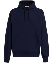 Load image into Gallery viewer, Logo Print Hooded Sweatshirt in Navy