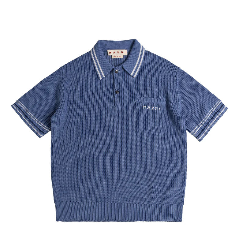 Fisherman Knit Polo in Opal