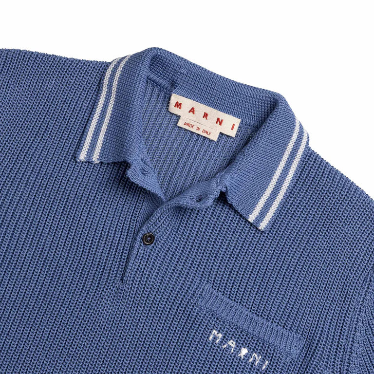 Fisherman Knit Polo in Opal