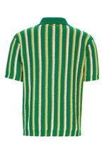 Load image into Gallery viewer, Striped Crochet Polo in Sea Green