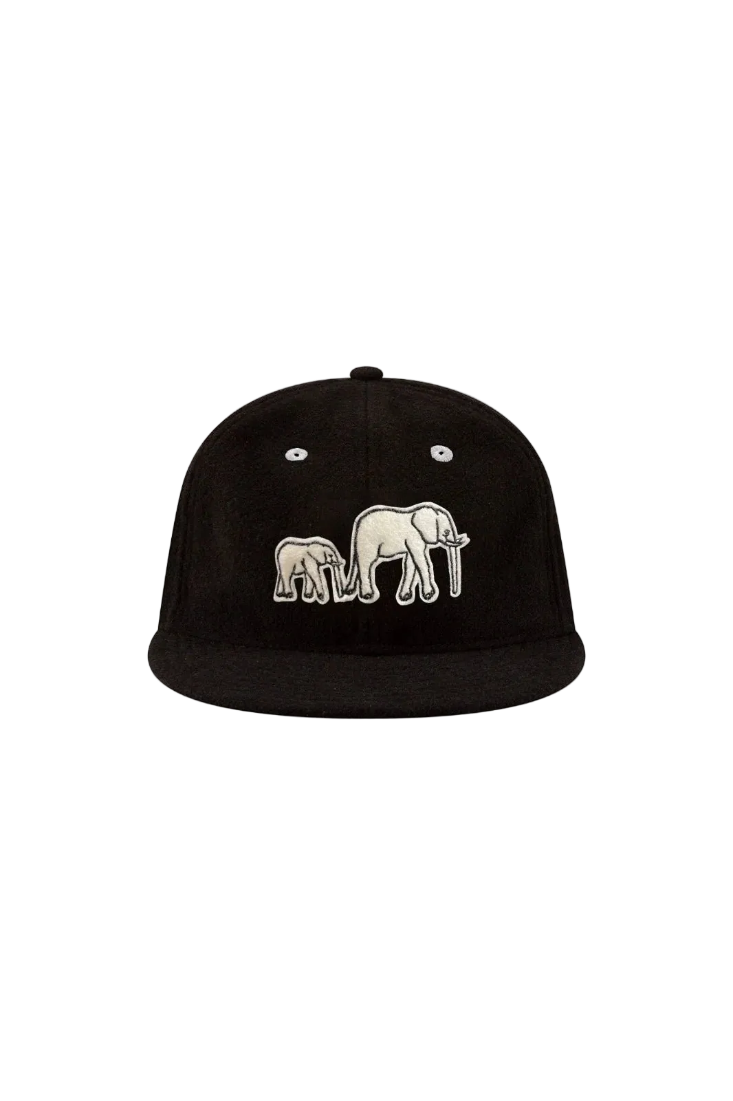 Wool Felt Elephant Varsity Cap in Black