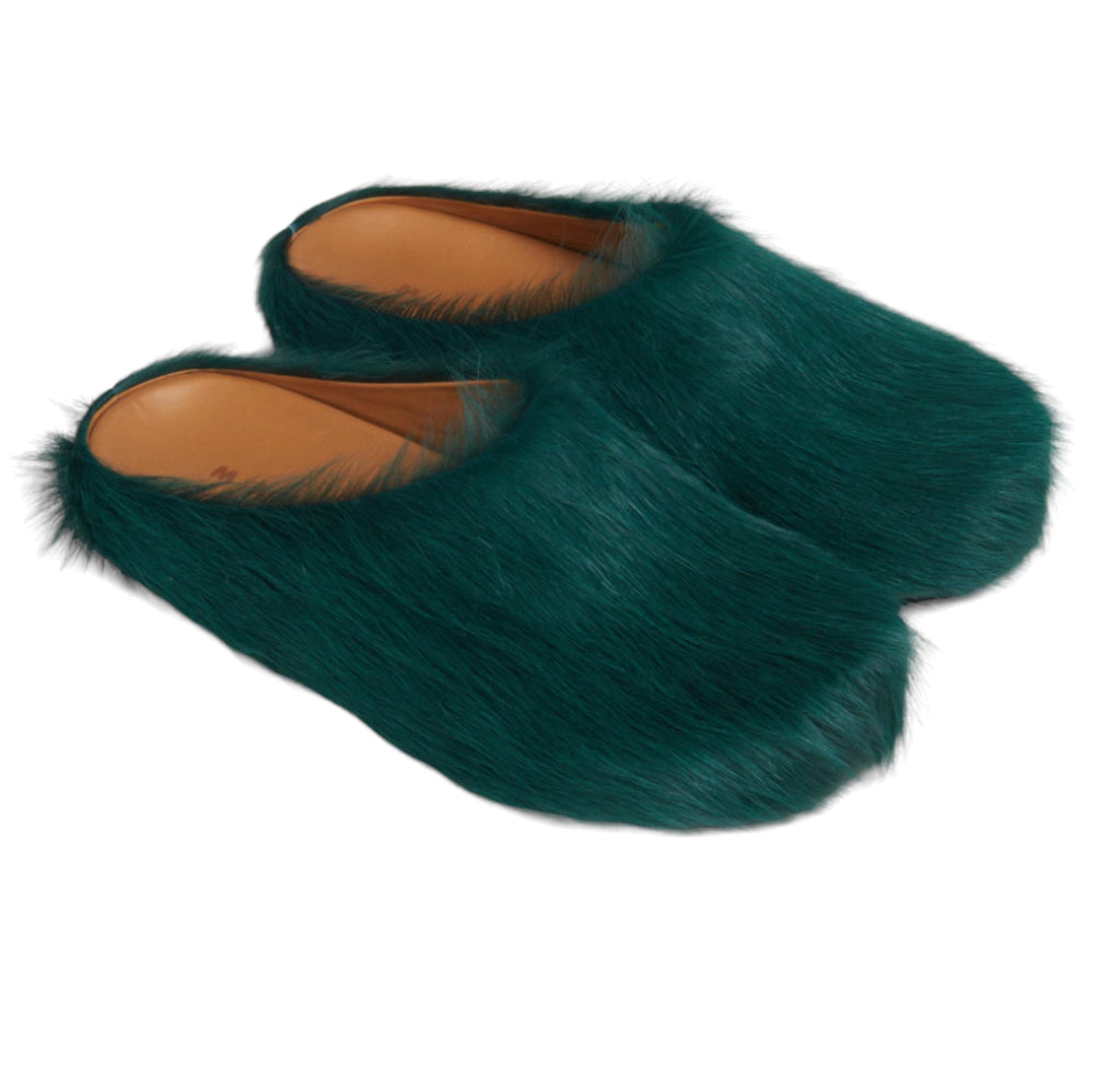 Fussbett Sabot Shaggy Clog in Sea Green