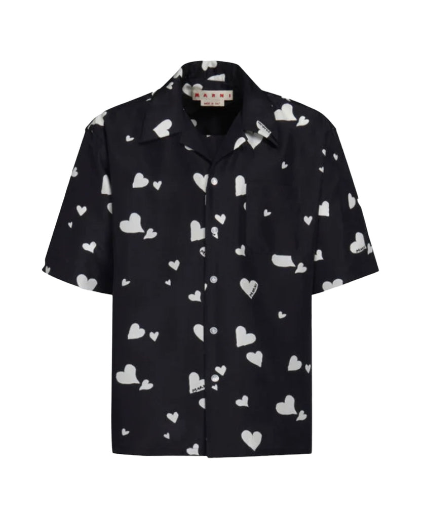 Heart Silk Shirt in Black