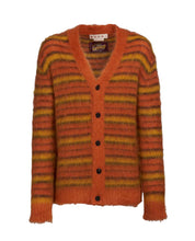Load image into Gallery viewer, Striped Mohair Cardigan in Lobster