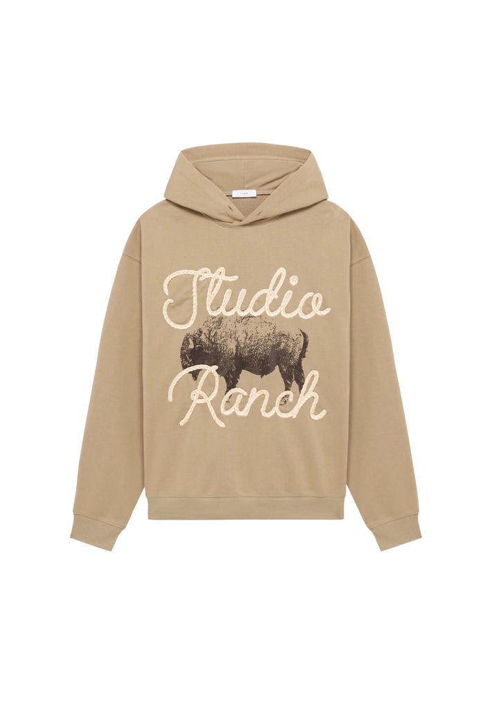 Studio Ranch Embroidered Hoodie in Dusty Khaki