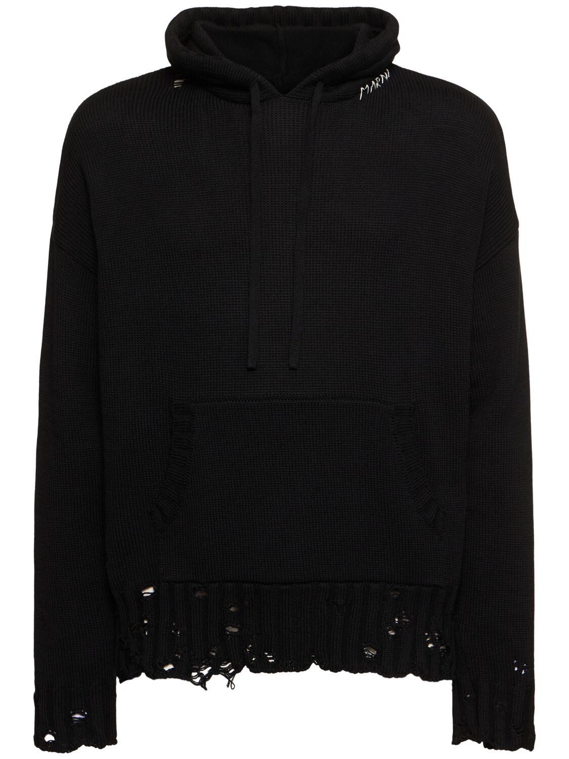 Disheveled Mending Hoodie in Black