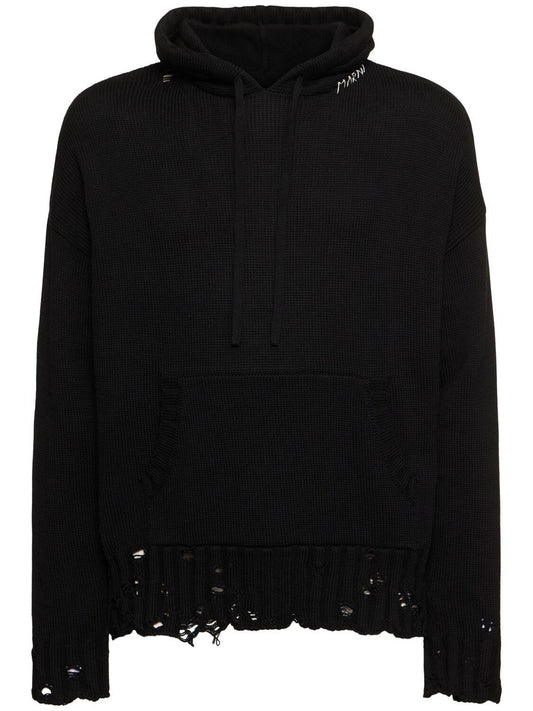 Disheveled Mending Hoodie in Black