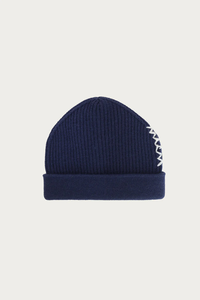 Embroidered Logo Beanie in Navy