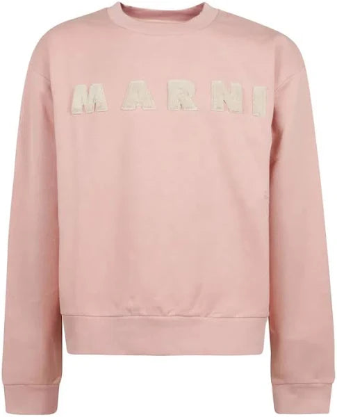 Faux Fur Logo Sweatshirt in Pink