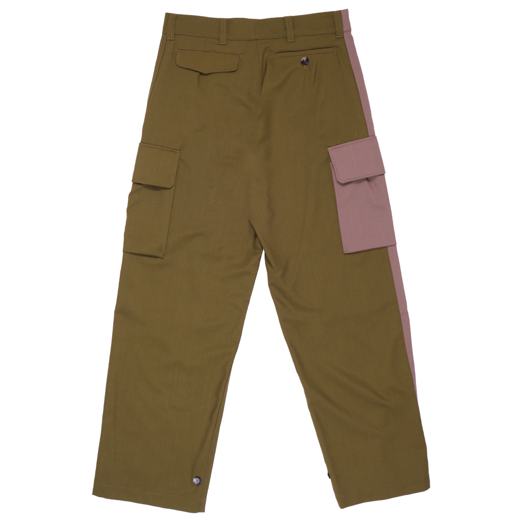 Color Block Tropical Wool Trouser in Green