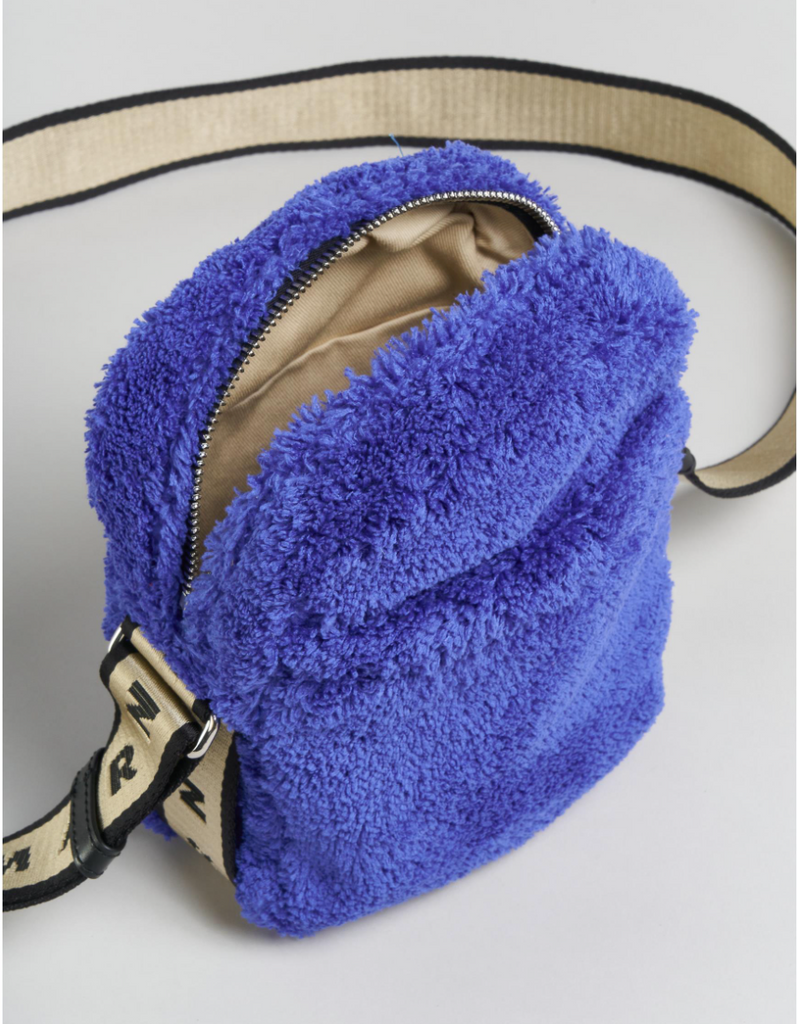Shearling Shoulder Bag in Blue