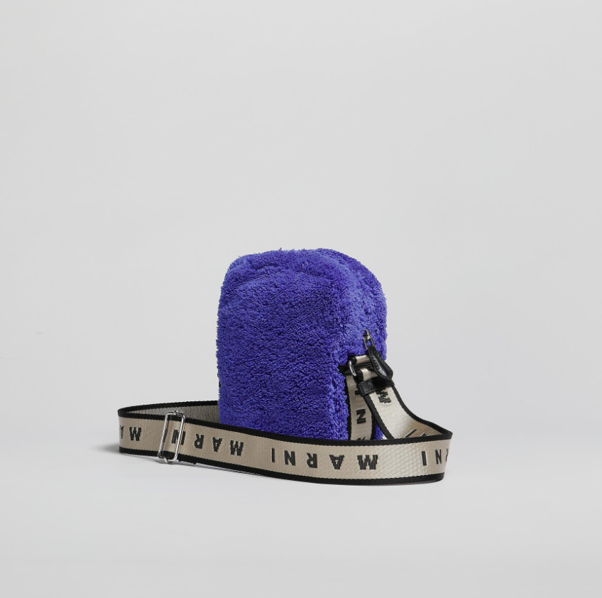 Shearling Shoulder Bag in Blue