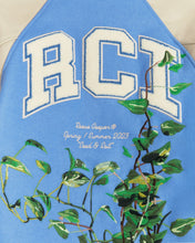 Load image into Gallery viewer, Embroidered Vines Varsity Jacket in Sky Blue